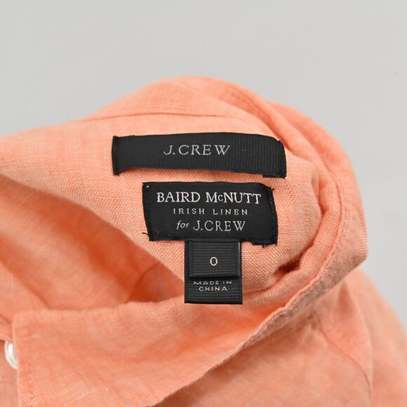 J CREW Top Womens Size 0 Orange Baird Mcnutt Irish Linen Boxy Pocket Blouse - Picture 8 of 13